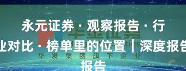 永元证券 · 观察报告 · 行业对比 · 榜单里的位置｜深度报告
